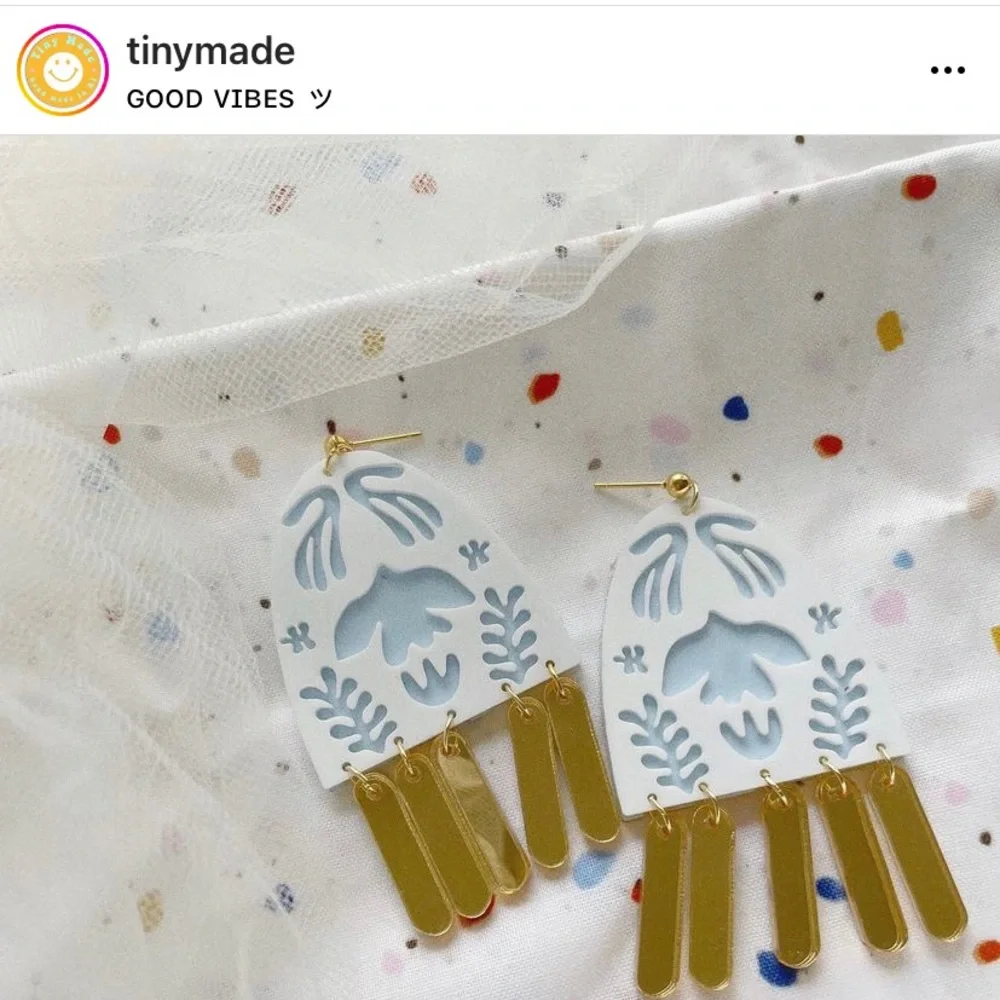 Tiny Made Acrylic Earrings - Picture 1 of 3
